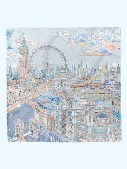 英倫掠影柔滑絲巾 (90厘米)