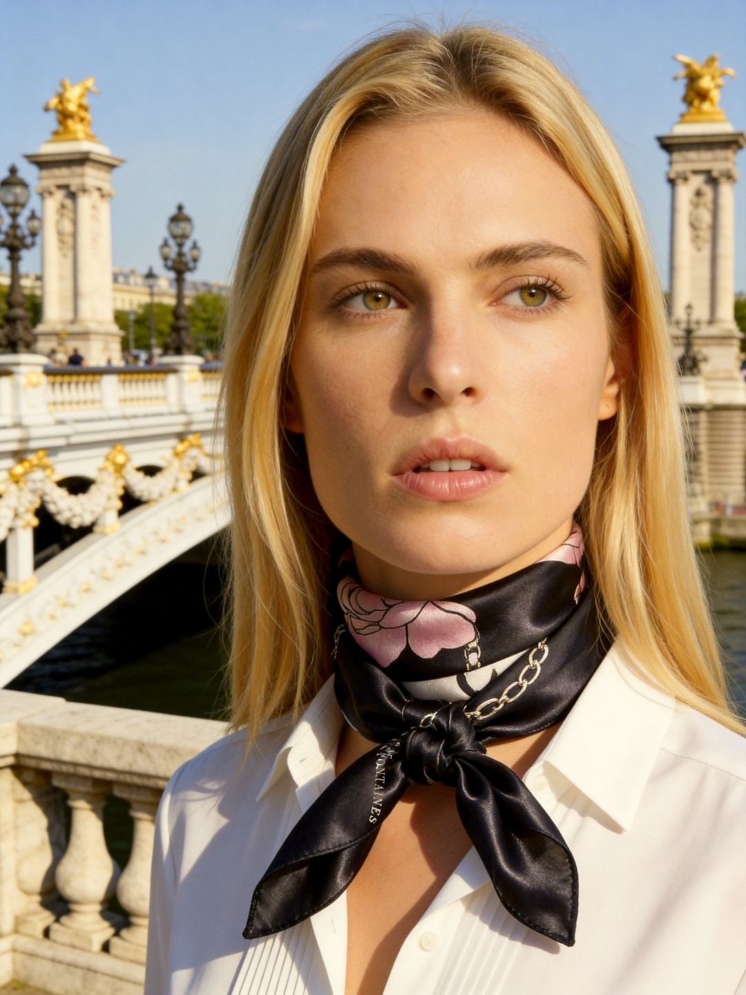 Classy and Fabulous Peony Black Sustainable Scarf (70cm) - GRS Eco Scarf