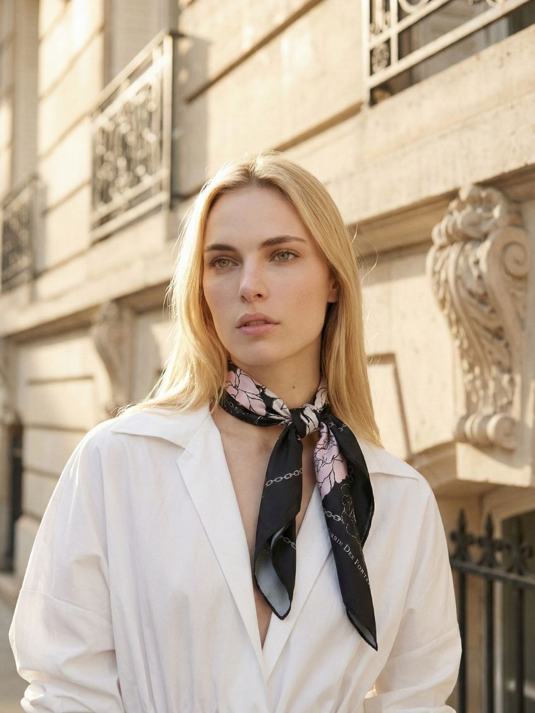 Classy and Fabulous Peony Black Sustainable Scarf (70cm) - GRS Eco Scarf