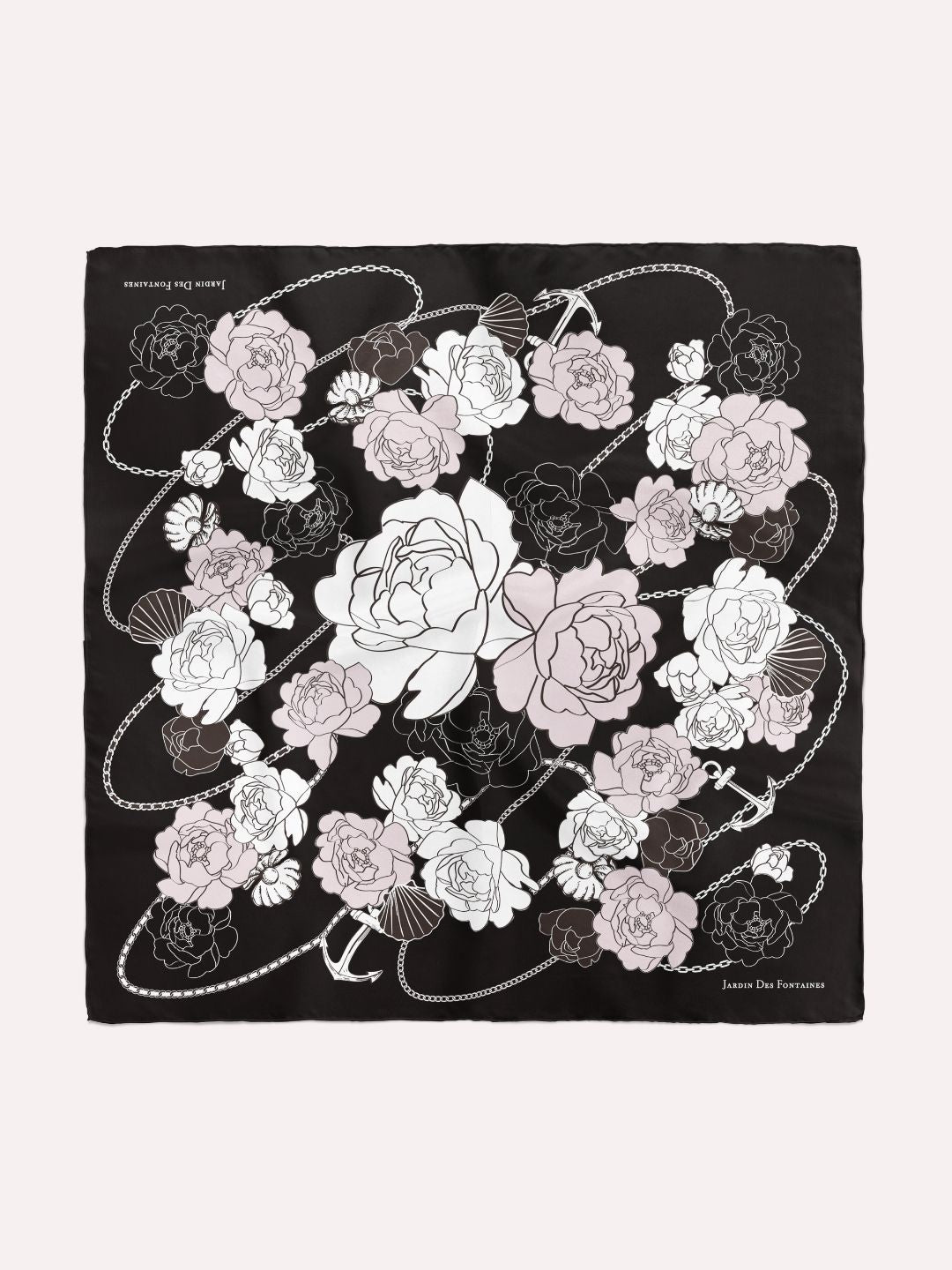 Classy and Fabulous Peony Black Sustainable Scarf (70cm) - GRS Eco Scarf