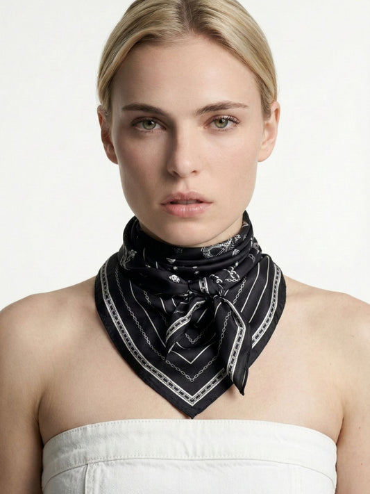 Classy and Fabulous Ink Black Silky Scarf (90cm)