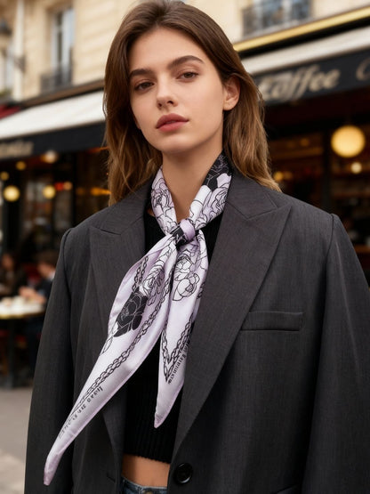 Classy and Fabulous Peony Diamond Shape Silky Scarf