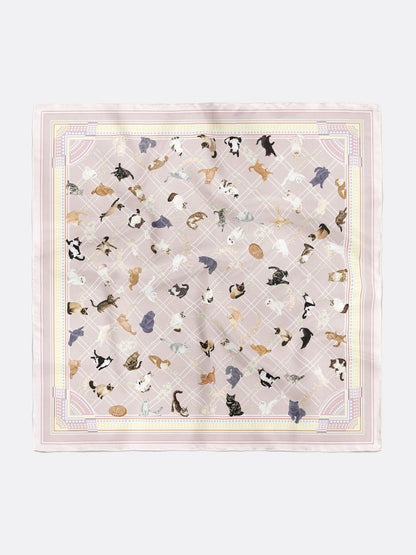 Meow Cuddle Plaid Tea Rose Pink Sustainable Scarf (70cm)