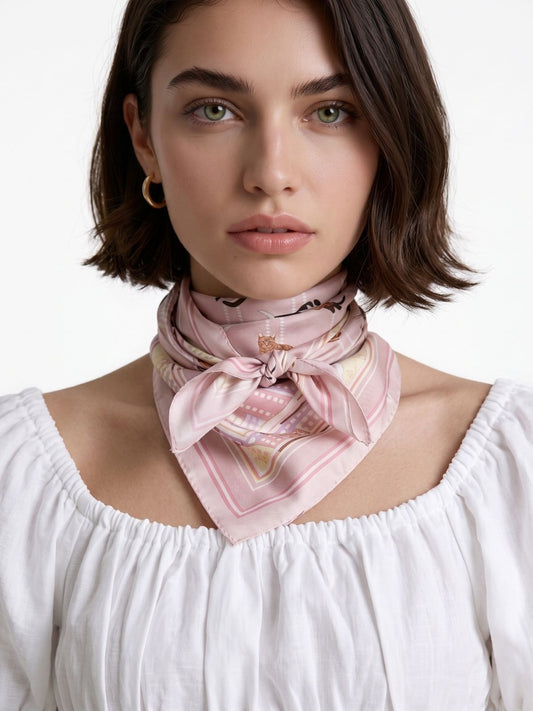 Meow Cuddle Plaid Tea Rose Pink Sustainable Scarf (70cm) - GRS Eco Scarf