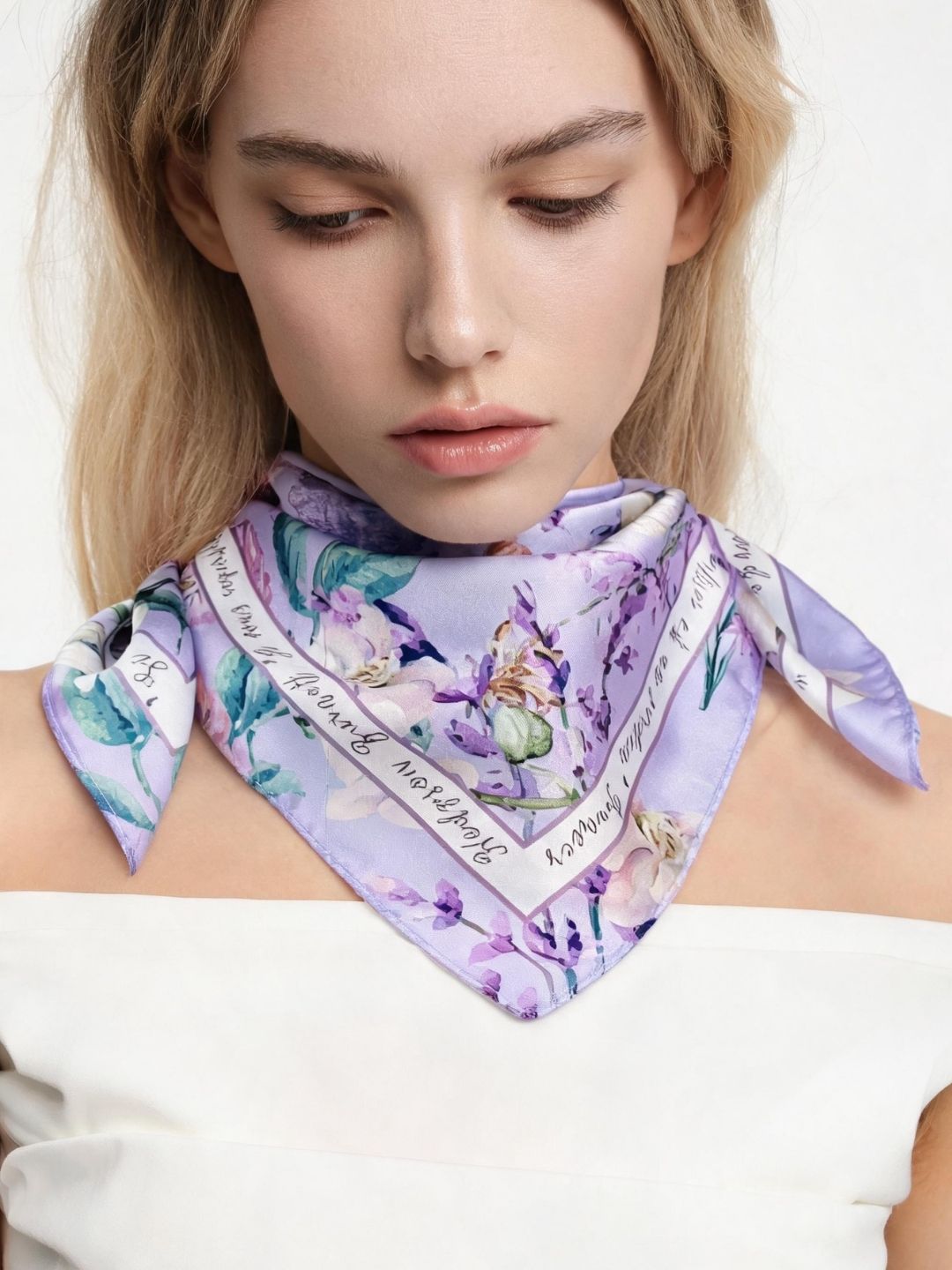 Secret Violet Garden Eustoma Silky Scarf (60cm)