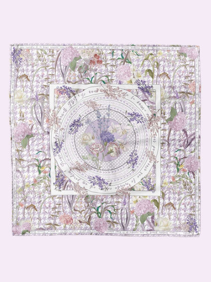 Secret Violet Garden Houndstooth Silky Scarf (90cm)