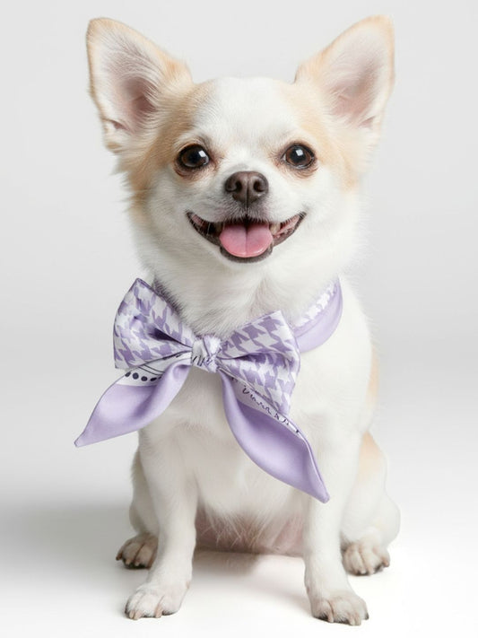 Pet Scarf | Secret Violet Garden Houndstooth Sustainable Twilly Scarf