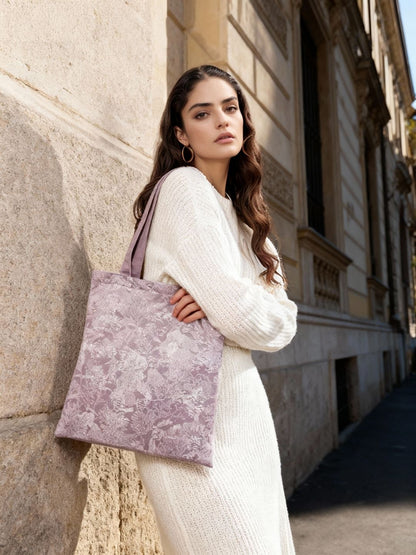 Toile De Jouy Pinkish Gray Tote Bag
