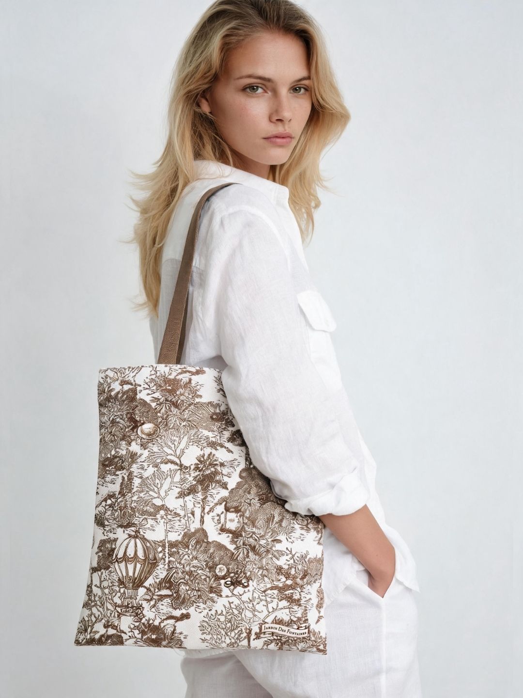 Toile De Jouy Cedar Brown Tote Bag
