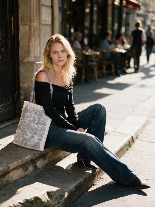Toile De Jouy White Moon Tote Bag