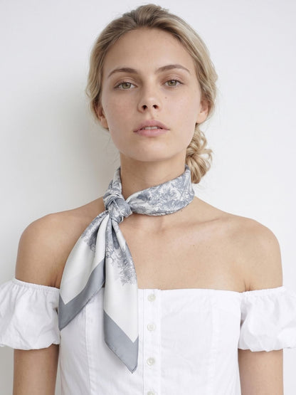 Toile De Jouy White Moon Sustainable Scarf (70cm)