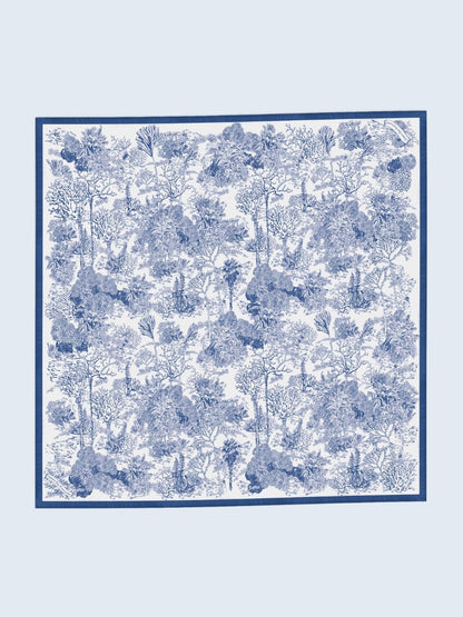Toile De Jouy Dusty Blue Scarf (60cm)