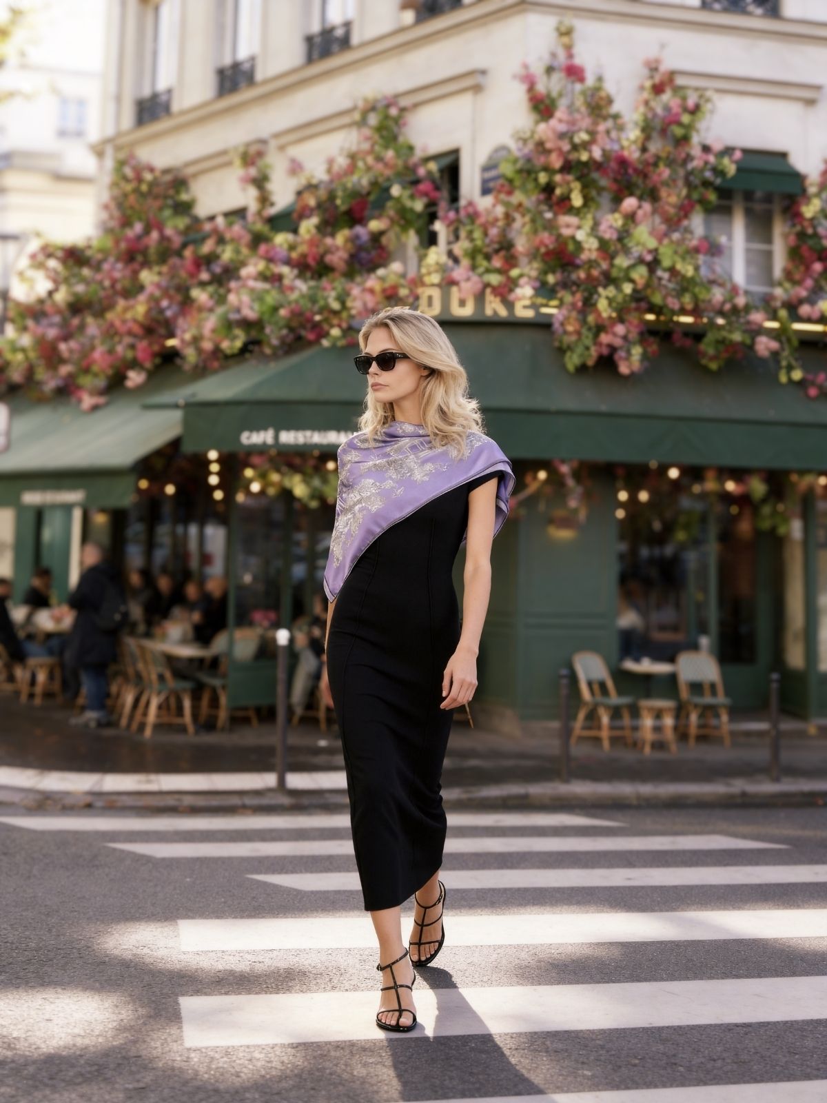 Toile De Jouy Subaqueous Palace Purple Silky Scarf (90cm)