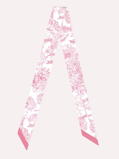 Toile De Jouy Pink Twilly Silky Scarf (105cm)