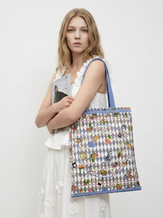 Wonderful Adventure Dream Blue Argyle Tote Bag