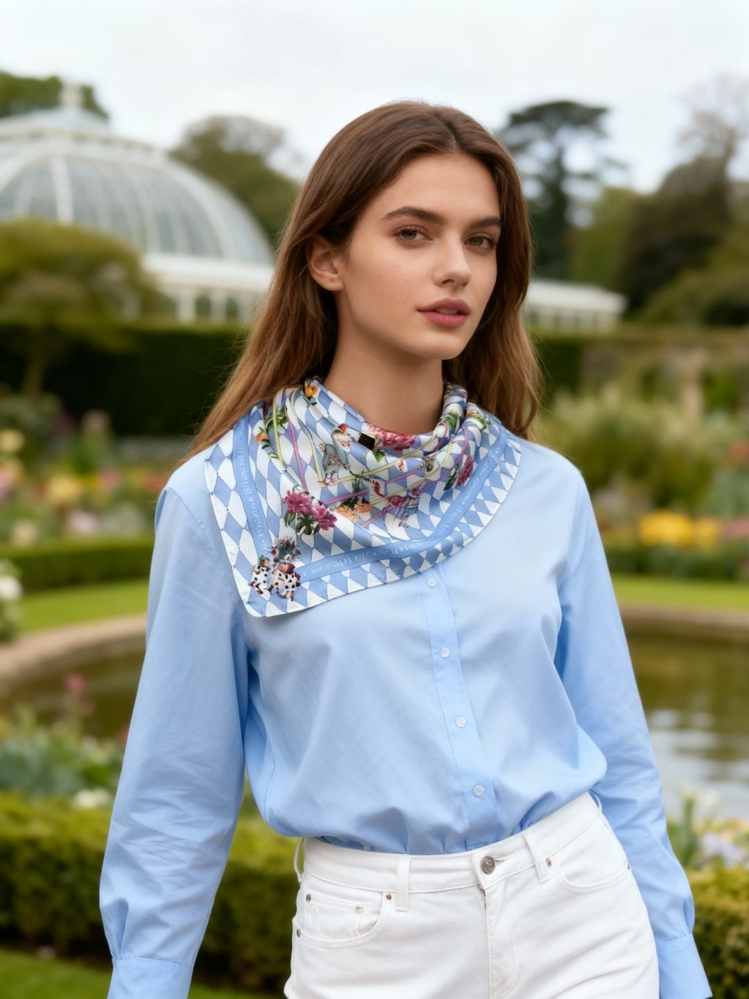 Wonderful Adventure Dream Gray Argyle Scarf (60cm)