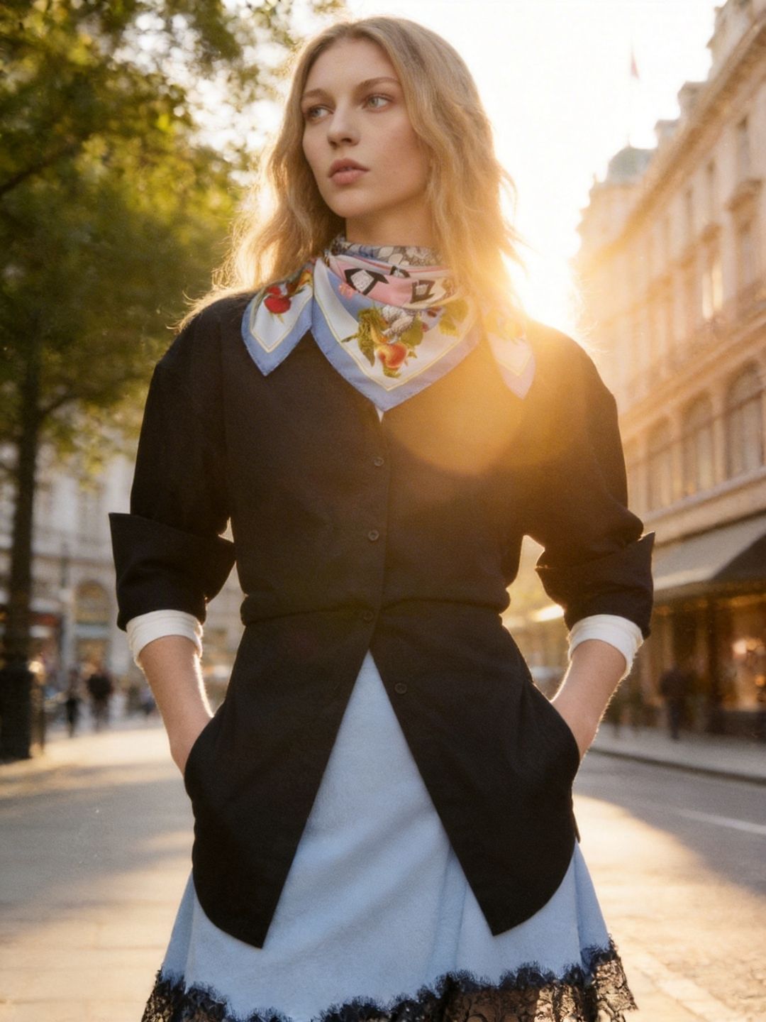Wonderful Adventure Dream Blue Tuo Watch Silky Scarf (90cm)