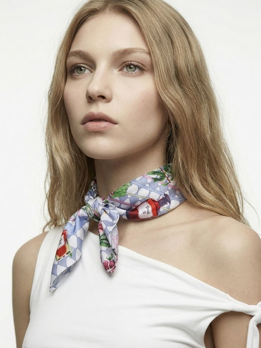 Wonderful Adventure Dream Blue Argyle Silky Scarf (45cm)