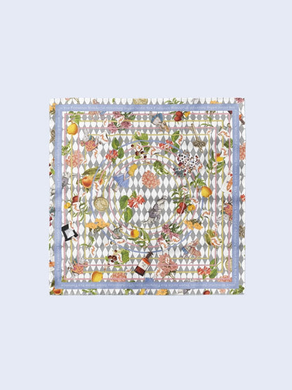 Wonderful Adventure Dream Blue Argyle Silky Scarf (45cm)