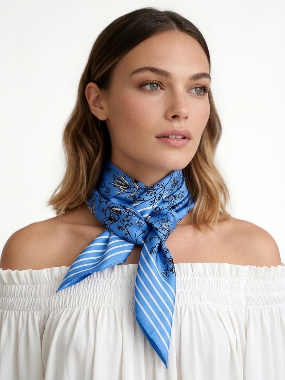 Wild Blue Yonder Sanvitalia Silky Scarf (90cm)