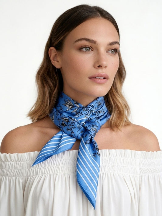 Wild Blue Yonder Sanvitalia Silky Scarf (90cm)