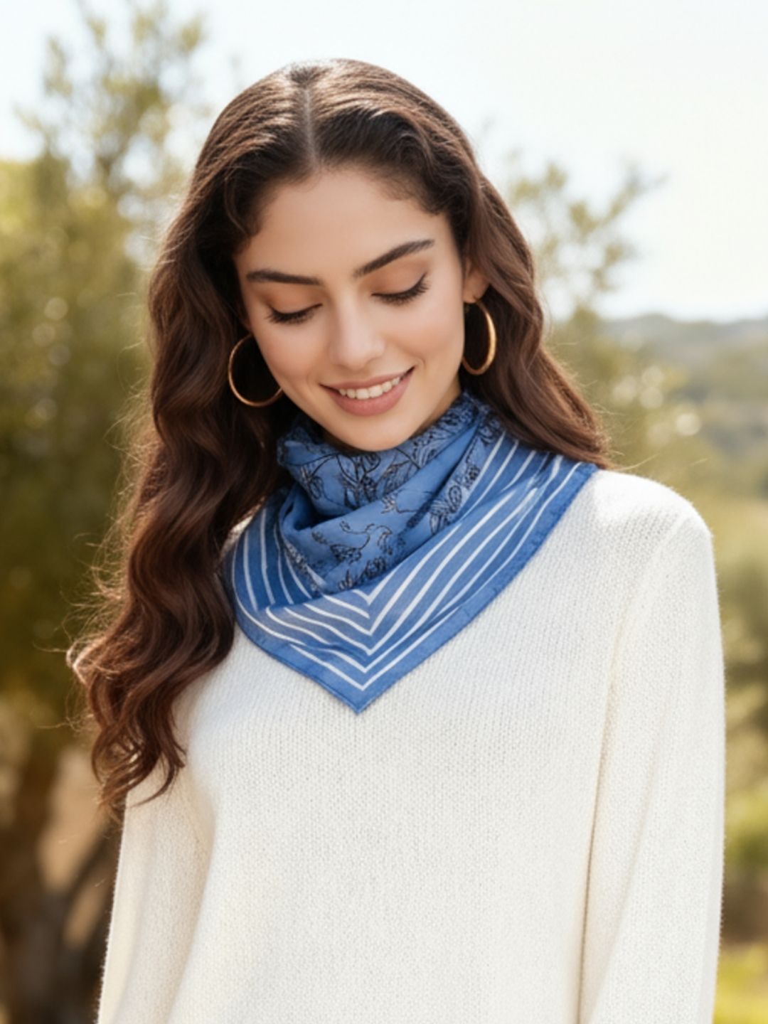 Wild Blue Yonder Sanvitalia Silky Scarf (90cm)
