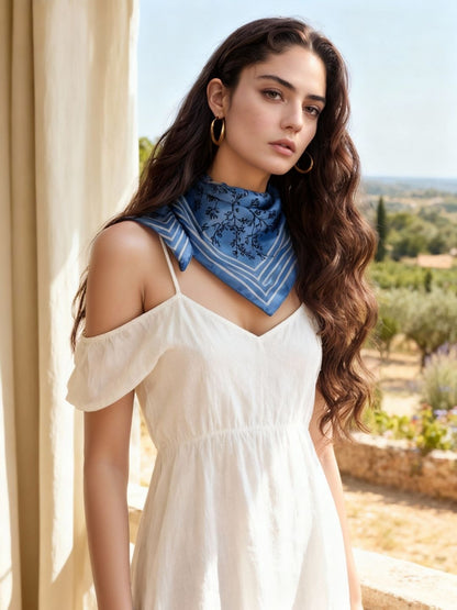 Wild Blue Yonder Sanvitalia Silky Scarf (90cm)