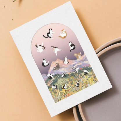 Yogis Cat and Flower Rain Of Cat Wall Art