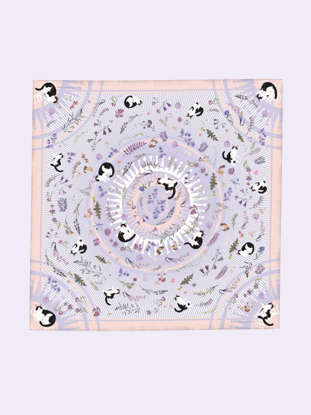 Yogis Cat and Flower Pink and Purple Scarf (60cm)