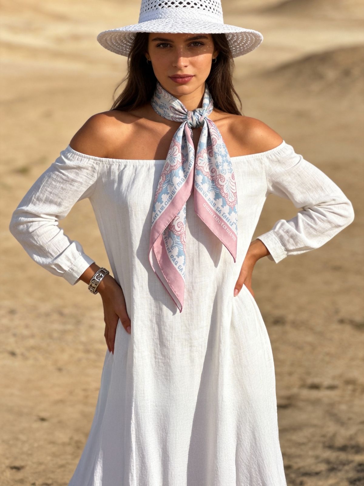 Boho Paisley Chic Samarkand  Silky Scarf (90cm)