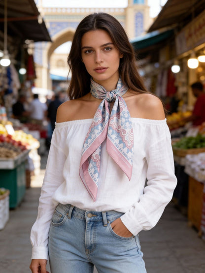 Boho Paisley Chic Samarkand  Silky Scarf (90cm)