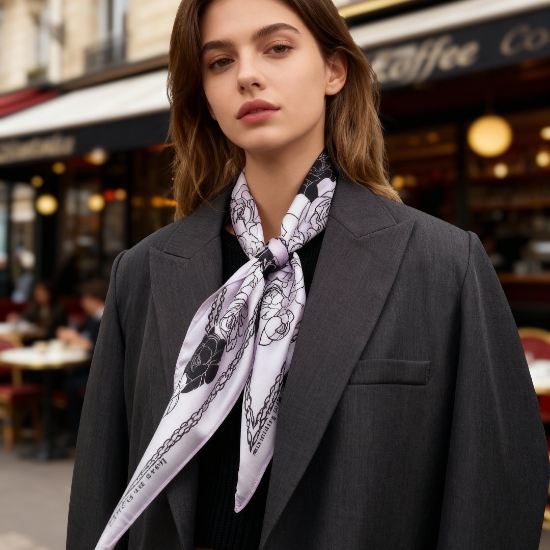 Classy and Fabulous Peony Diamond Shape Silky Scarf