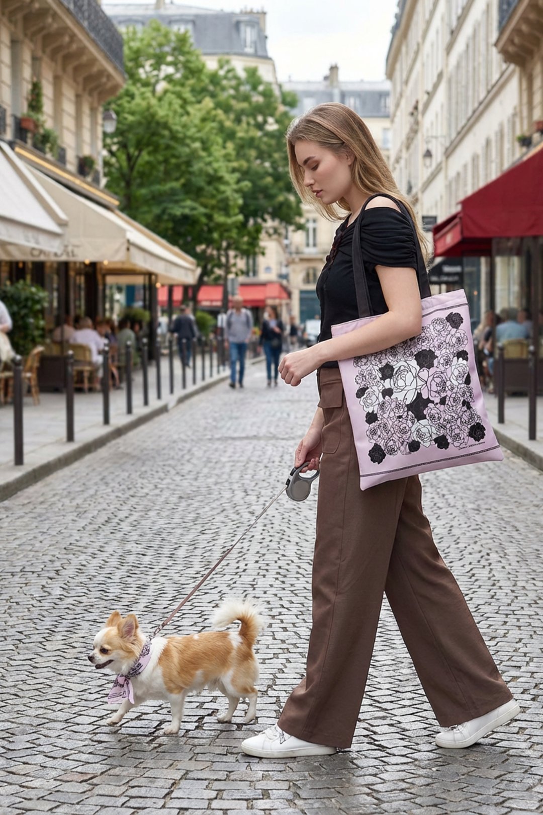 同款造型｜左岸花園長帶荷蘭牡丹絲巾