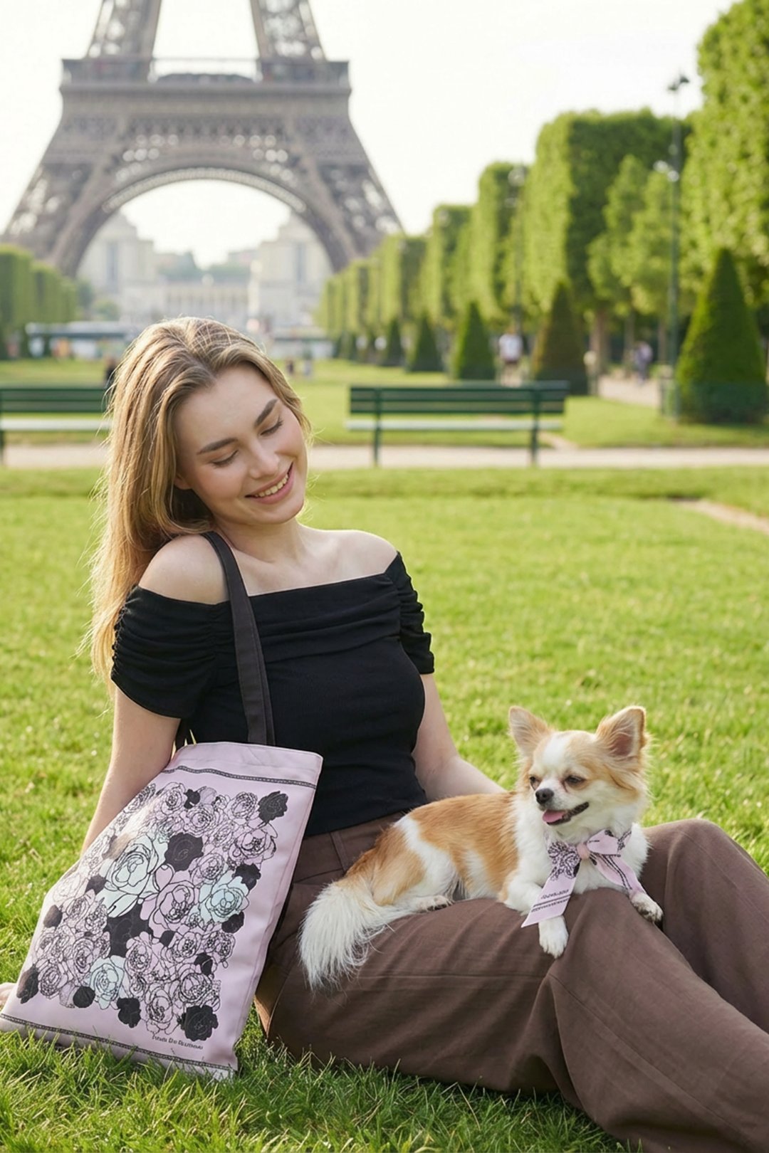 同款造型｜左岸花園長帶荷蘭牡丹絲巾