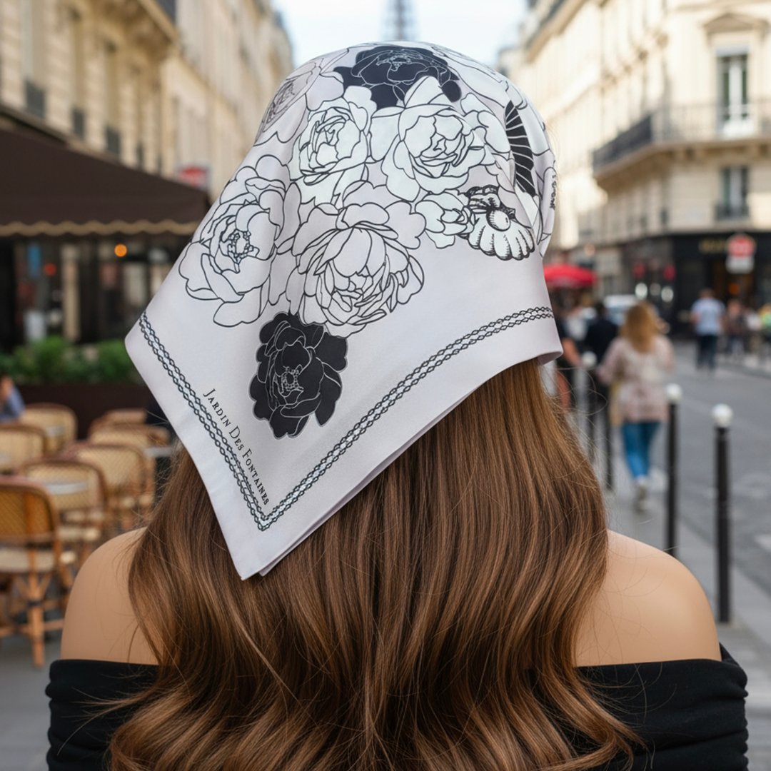 Classy and Fabulous Pink and White Duo Silky Scarf Gift Set (Double Face Silky Scarf and Scarf Ring)