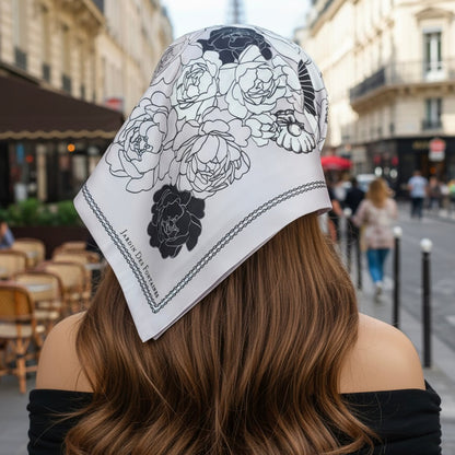 Classy and Fabulous Pink and White Duo Silky Scarf Gift Set (Double Face Silky Scarf and Scarf Ring)