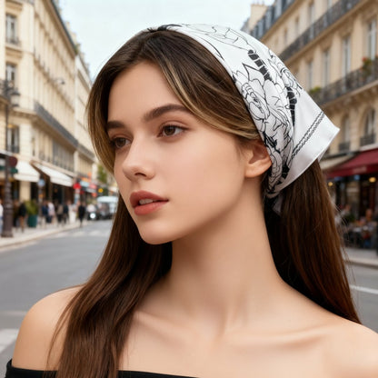 Classy and Fabulous Pink and White Duo Silky Scarf Gift Set (Double Face Silky Scarf and Scarf Ring)