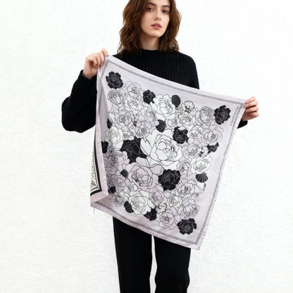 Classy and Fabulous Pink and White Duo Silky Scarf Gift Set (Double Face Silky Scarf and Scarf Ring)