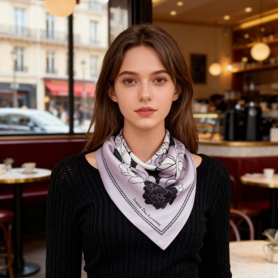 Classy and Fabulous Pink and White Duo Silky Scarf Gift Set (Double Face Silky Scarf and Scarf Ring)