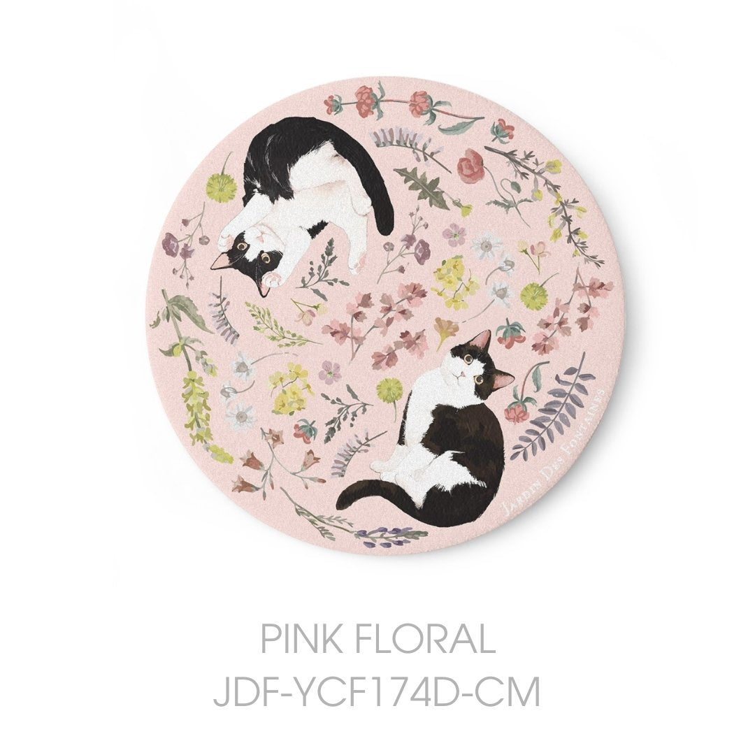 Yogis Cat and Flower Ceramic Coaster