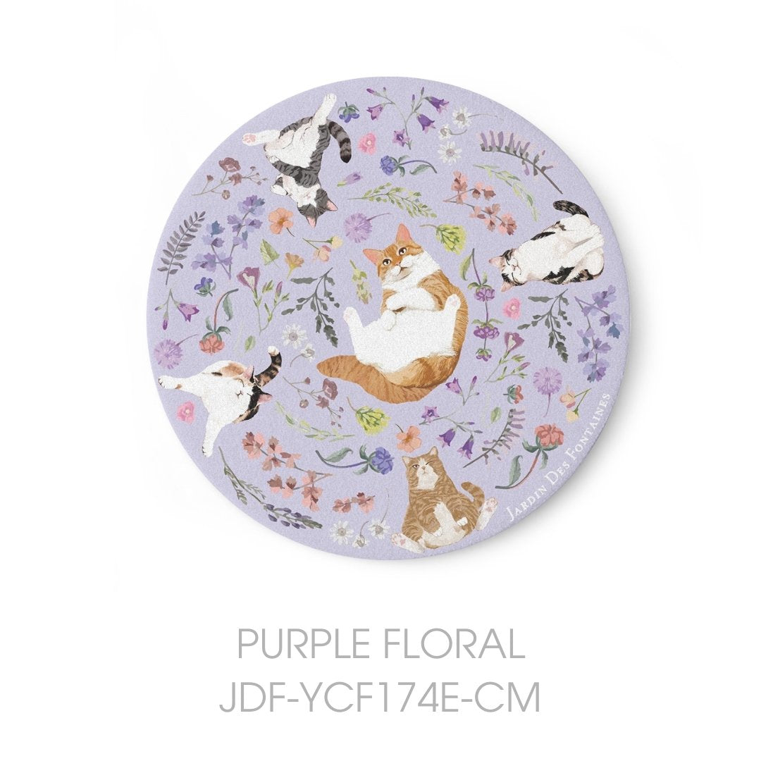 Yogis Cat and Flower Ceramic Coaster
