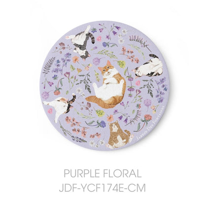 Yogis Cat and Flower Ceramic Coaster