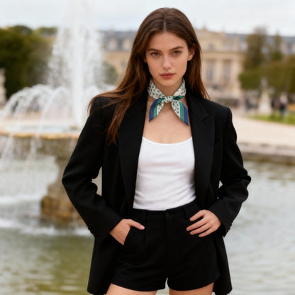 JDF Monogram Green Dynasty Silky Scarf (45cm)