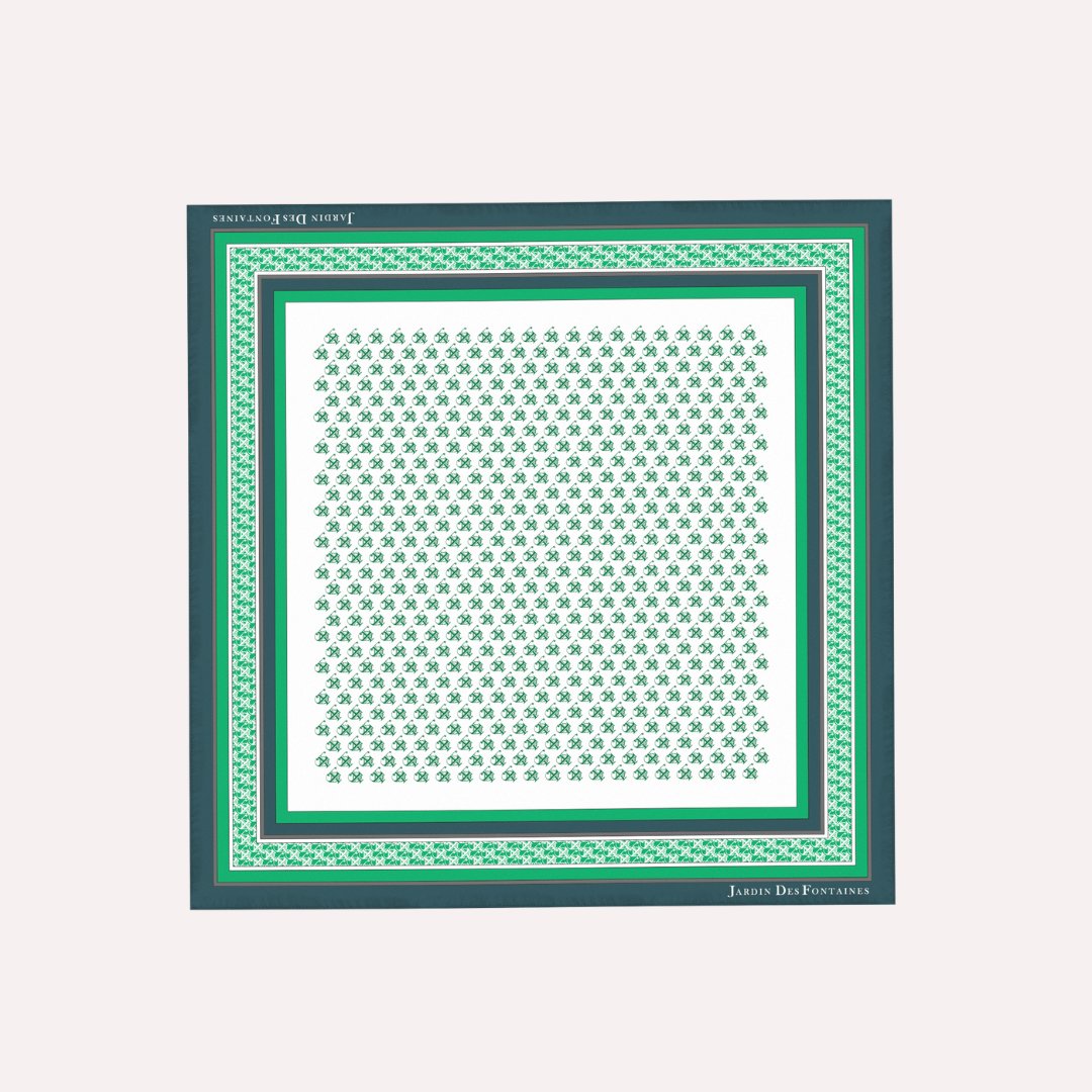 JDF Monogram Green Dynasty Silky Scarf (45cm)