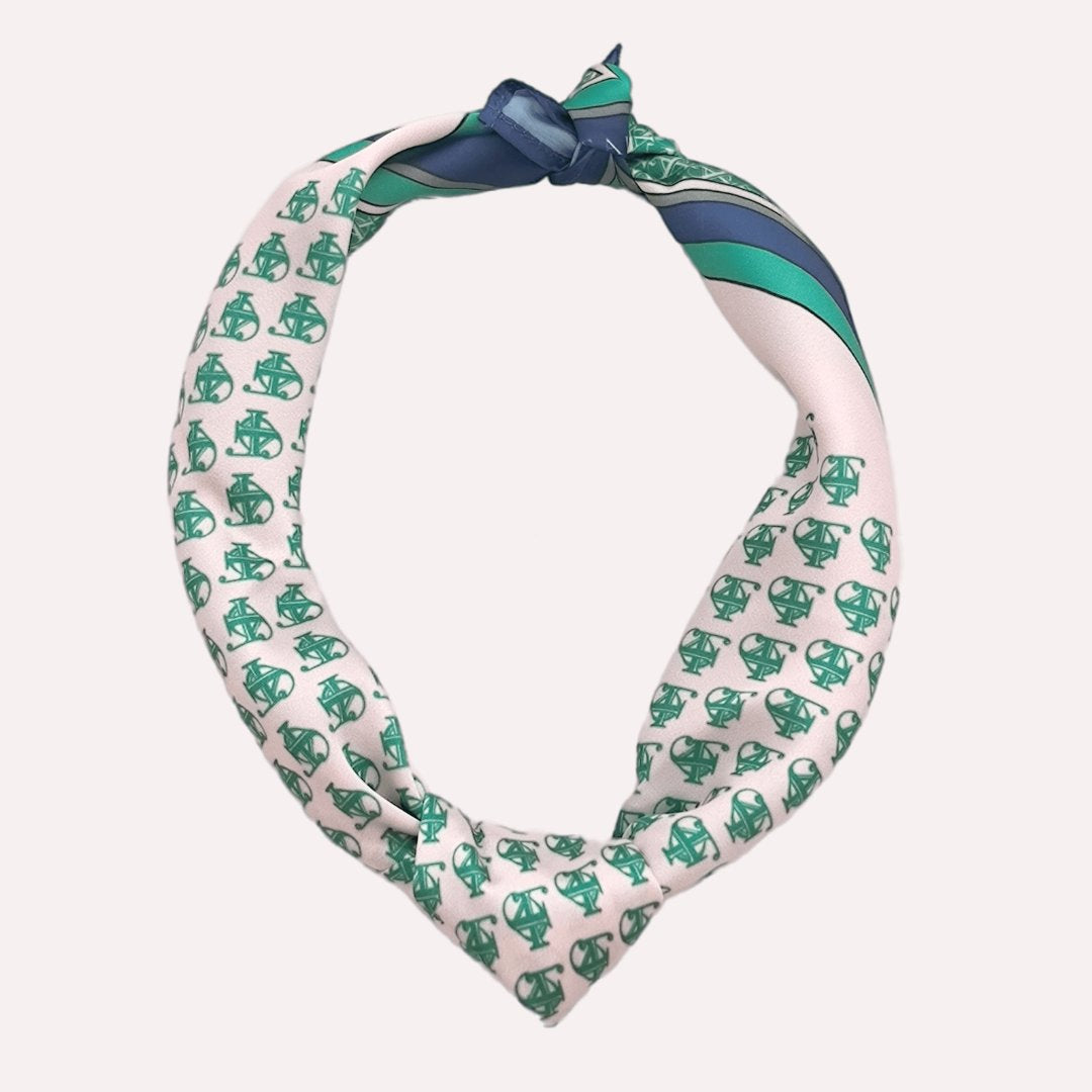 JDF Monogram Green Dynasty Silky Scarf (45cm)