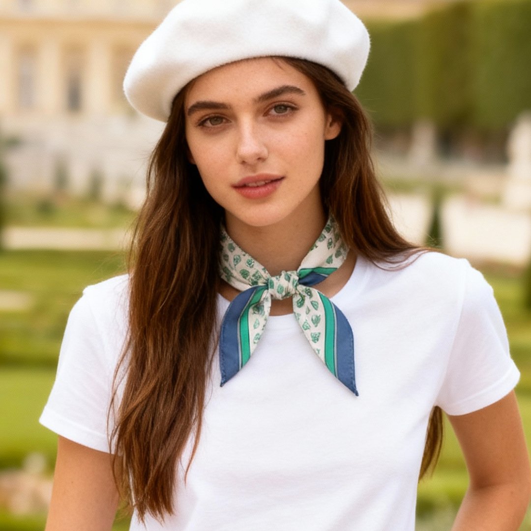 JDF Monogram Green Dynasty Silky Scarf (45cm)