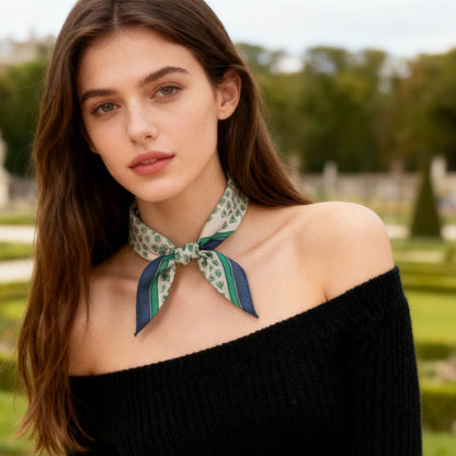 JDF Monogram Green Dynasty Silky Scarf (45cm)