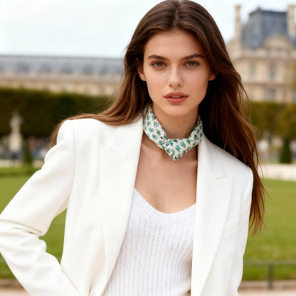 JDF Monogram Green Dynasty Silky Scarf (45cm)