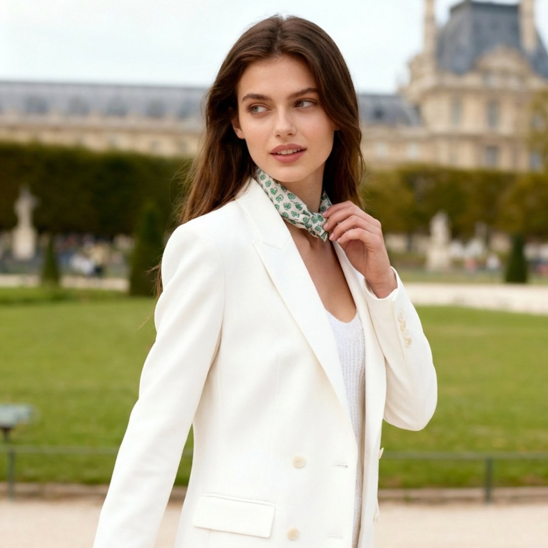 JDF Monogram Green Dynasty Silky Scarf (45cm)