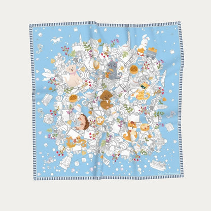 Let's Yum Cha Victoria Harbour Blue Silky Scarf (60cm)